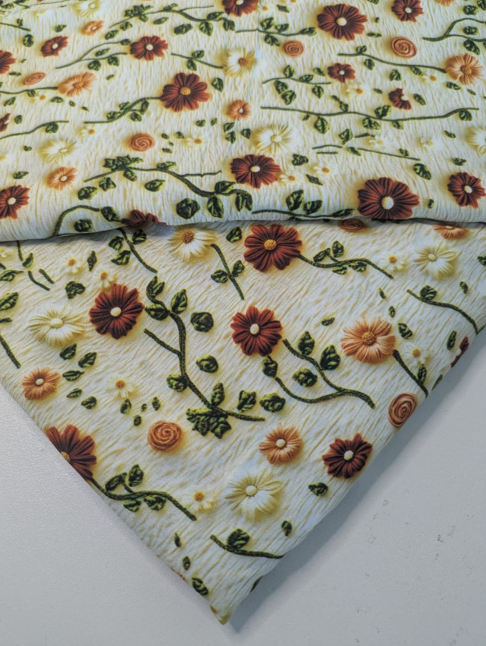 5D Linen Two Piece all over Unstitched Dress - Ice-Blue Petal Relief - linen-5d-014