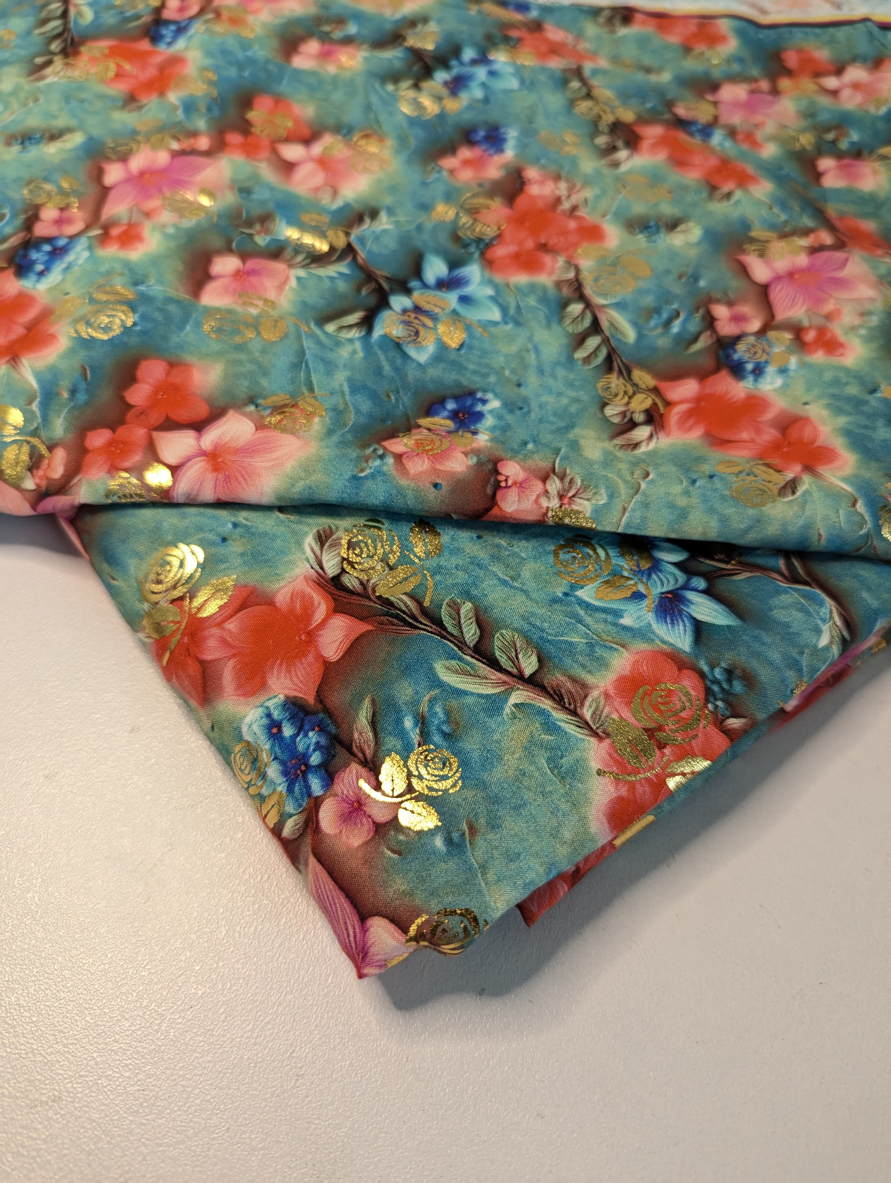 5D Linen Two Piece all over Unstitched Dress - Crochet Vine in Lilac and Rose linen-5d-029